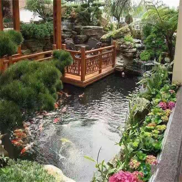 汉阴别墅庭院景观设计鱼池